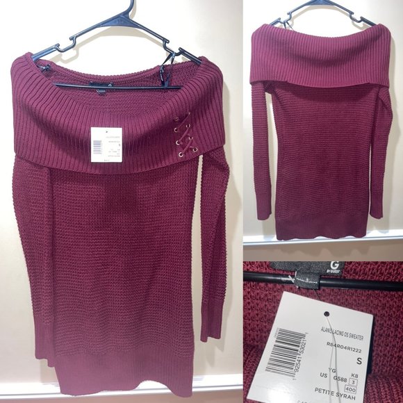 G by Guess Knit Long maroon/burgundy sweater size small - Picture 1 of 4